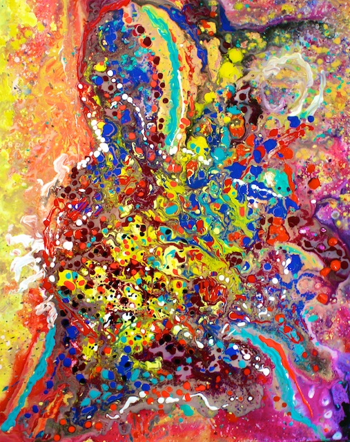 Abstracted Person Playing painting by Polly Castor